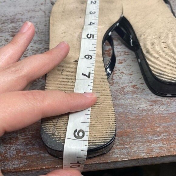 Vintage Y2k 2000s black white polka dot sandals 7.5 square toe - Picture 7 of 9